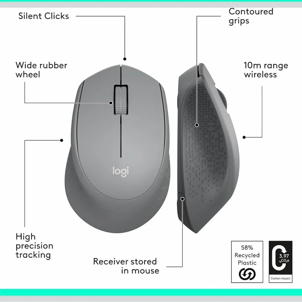 Logitech M330 Silent Wireless Mouse - Silver